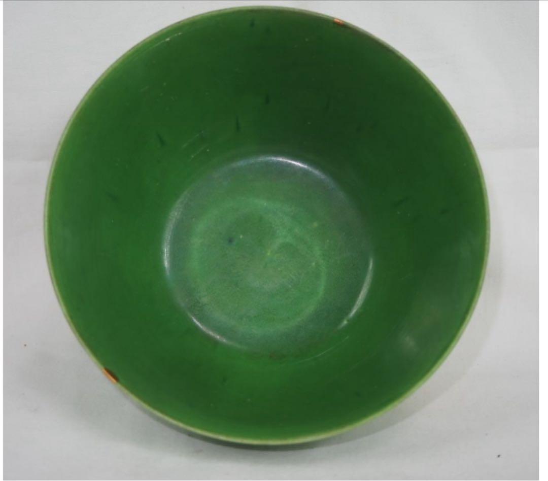送料無料　十四代永楽善五郎（永樂得全）作　緑交趾菓子鉢　本物保証　合箱