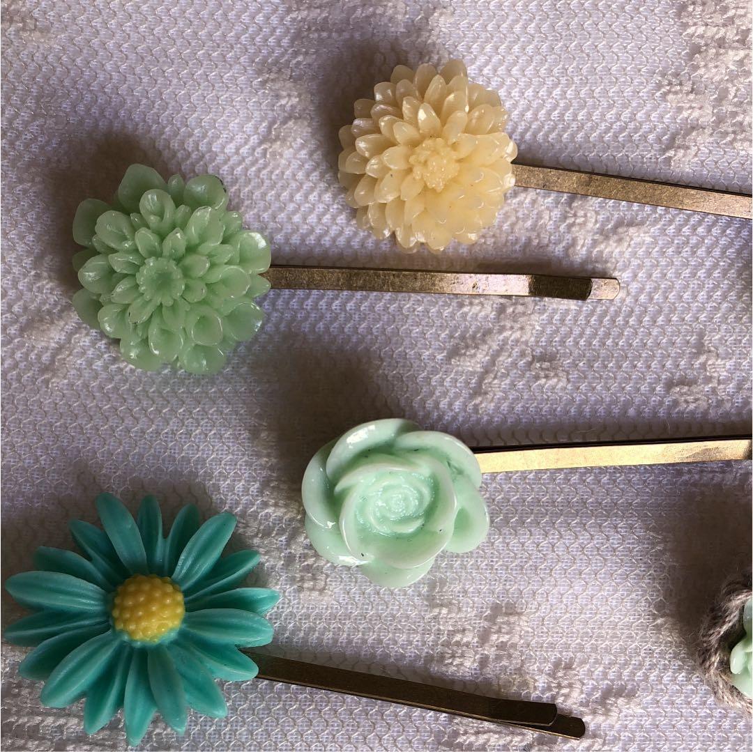 ハンドメイド　 カボションピン　6本セット