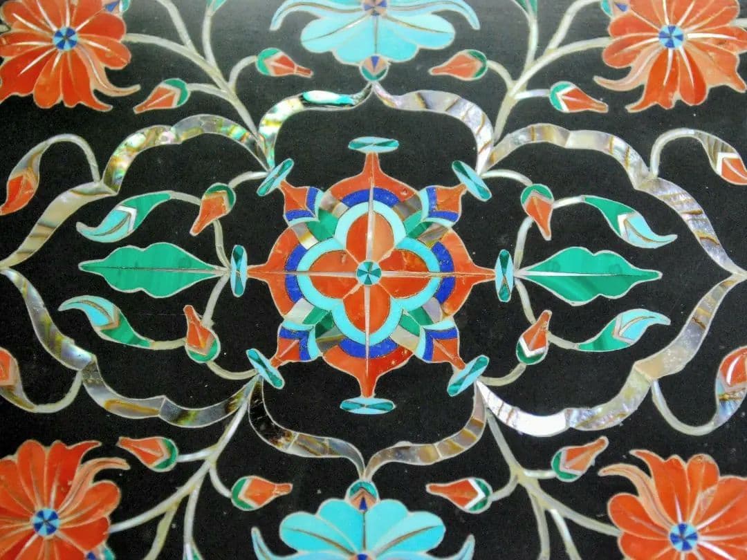 黒大理石　象嵌細工　トレー　black marble inlay tray