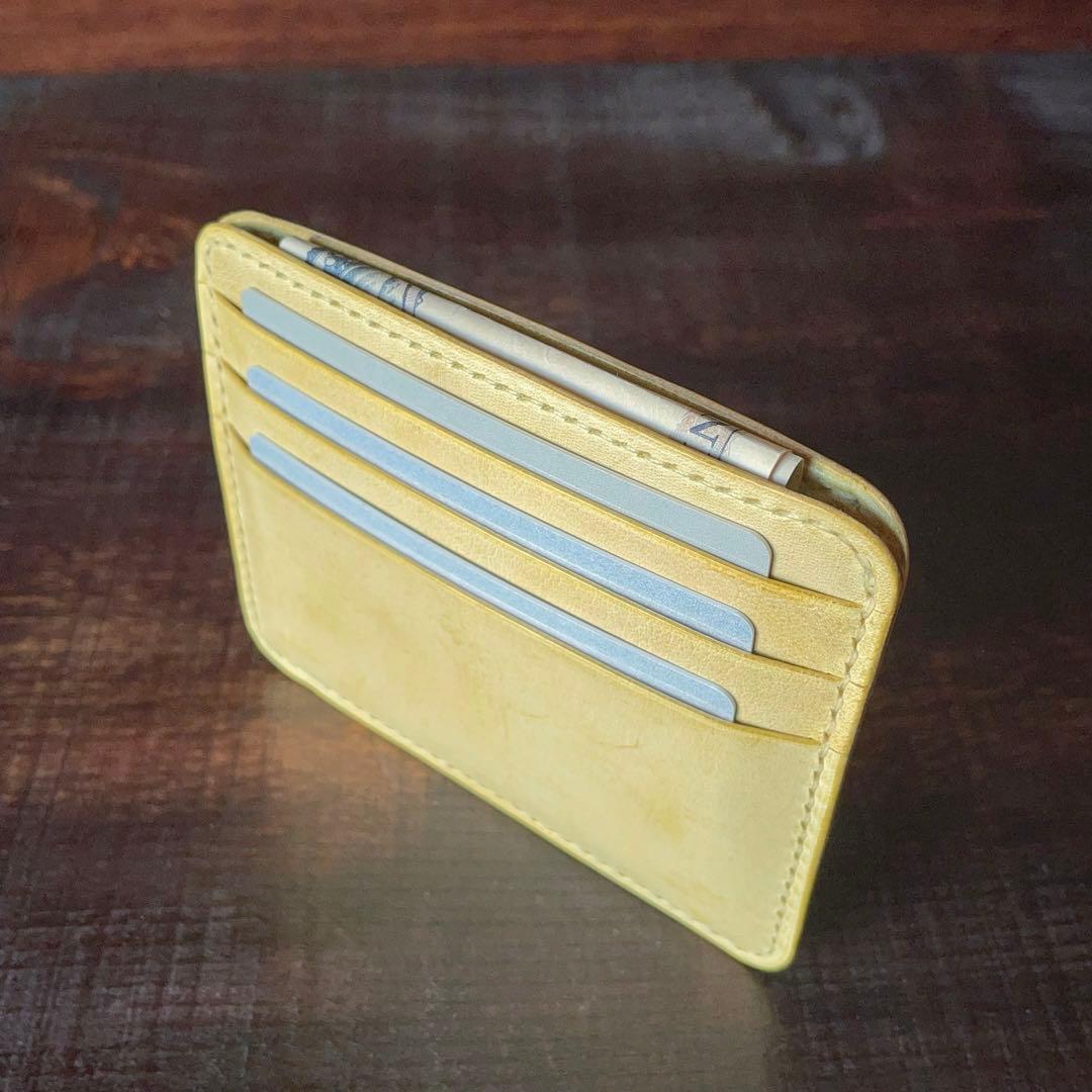 《小銭 ＆ カード》ミニマルレザーウォレット（Mustard）