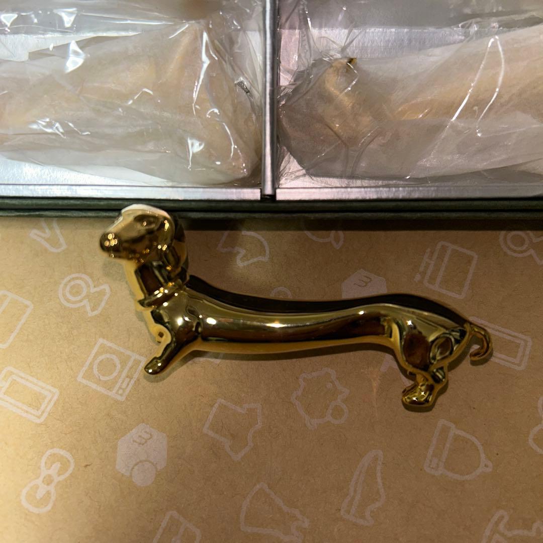 英国製　真鍮＆金ダックスフンドカトラリー レスト