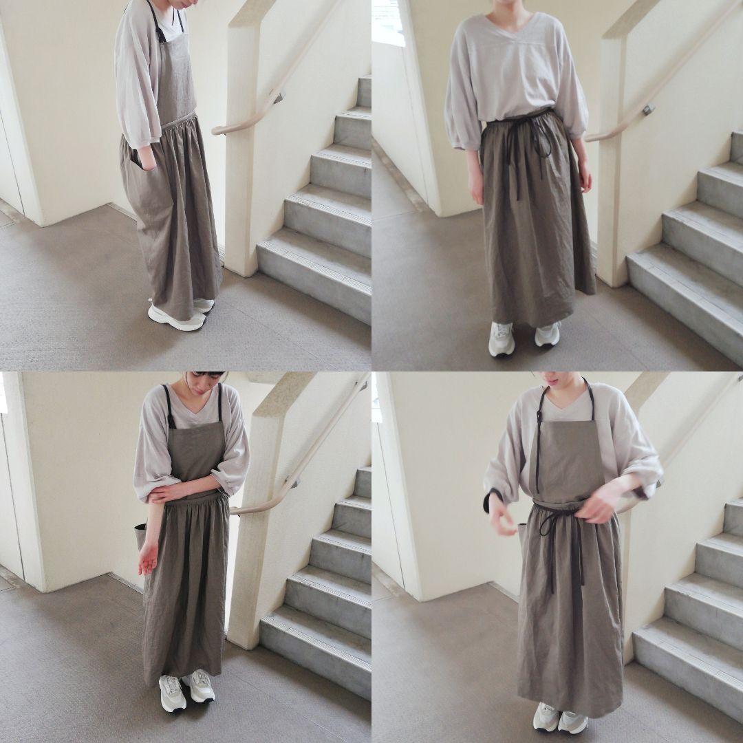 3wayエプロン◯ハーフリネン▼ホワイト