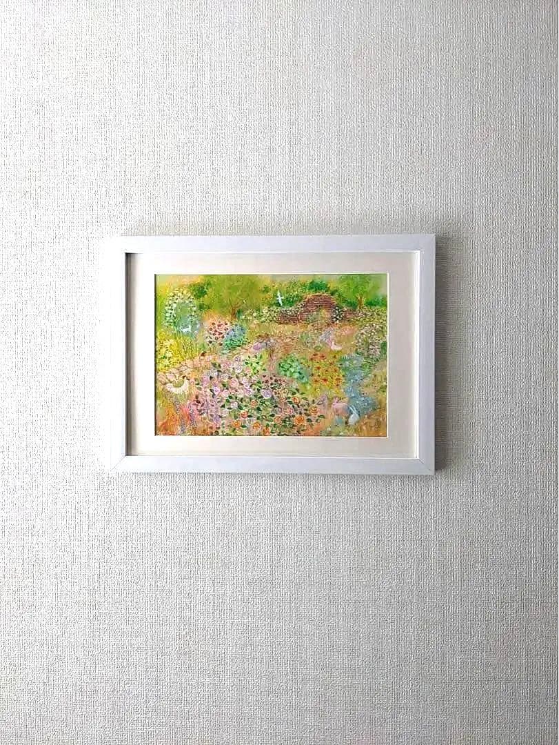 絵画　庭19 原画　額縁無し　A4サイズ