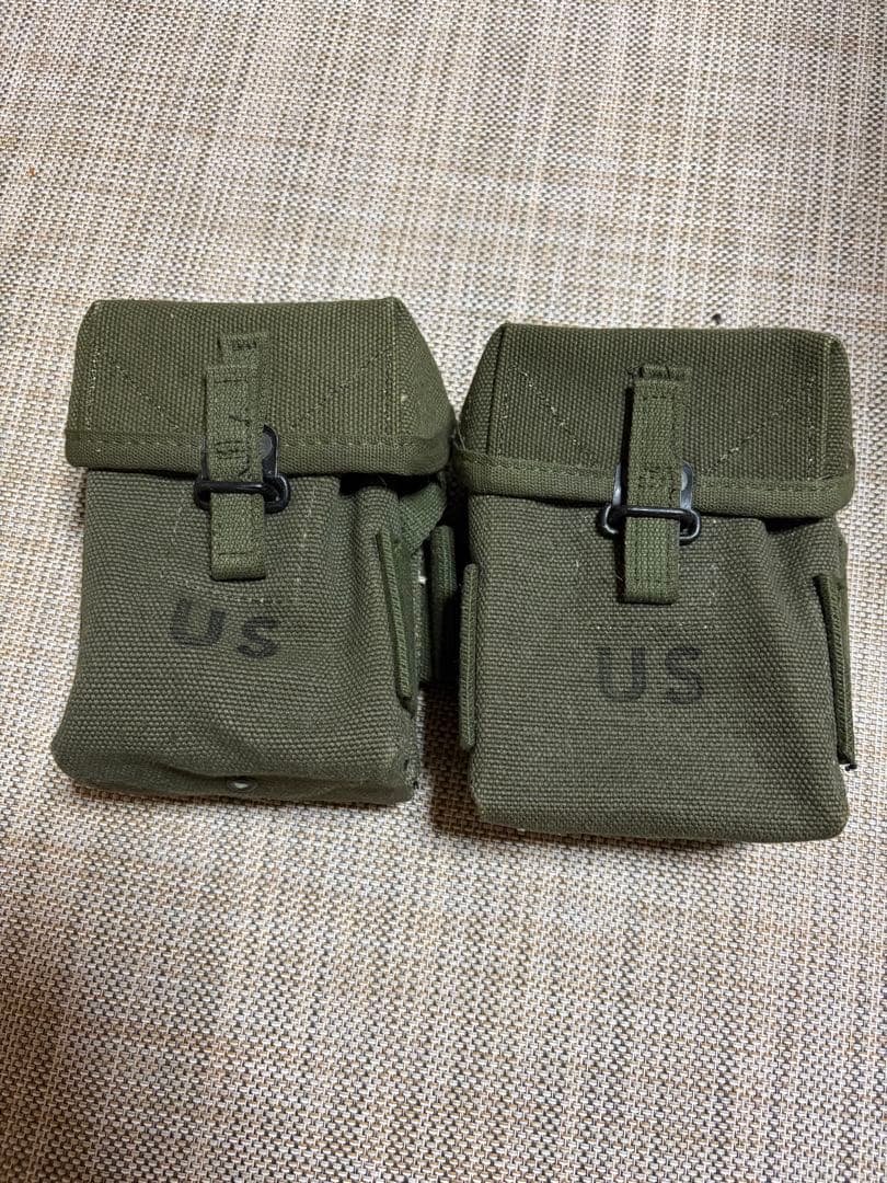 USマーキング付きオリーブドラブポーチ2個セット