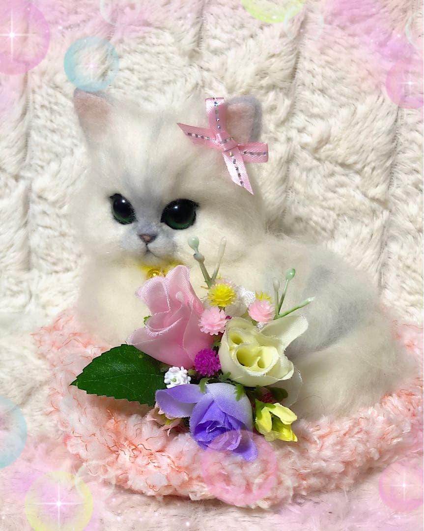 羊毛フェルト。猫。オーダーNo.34