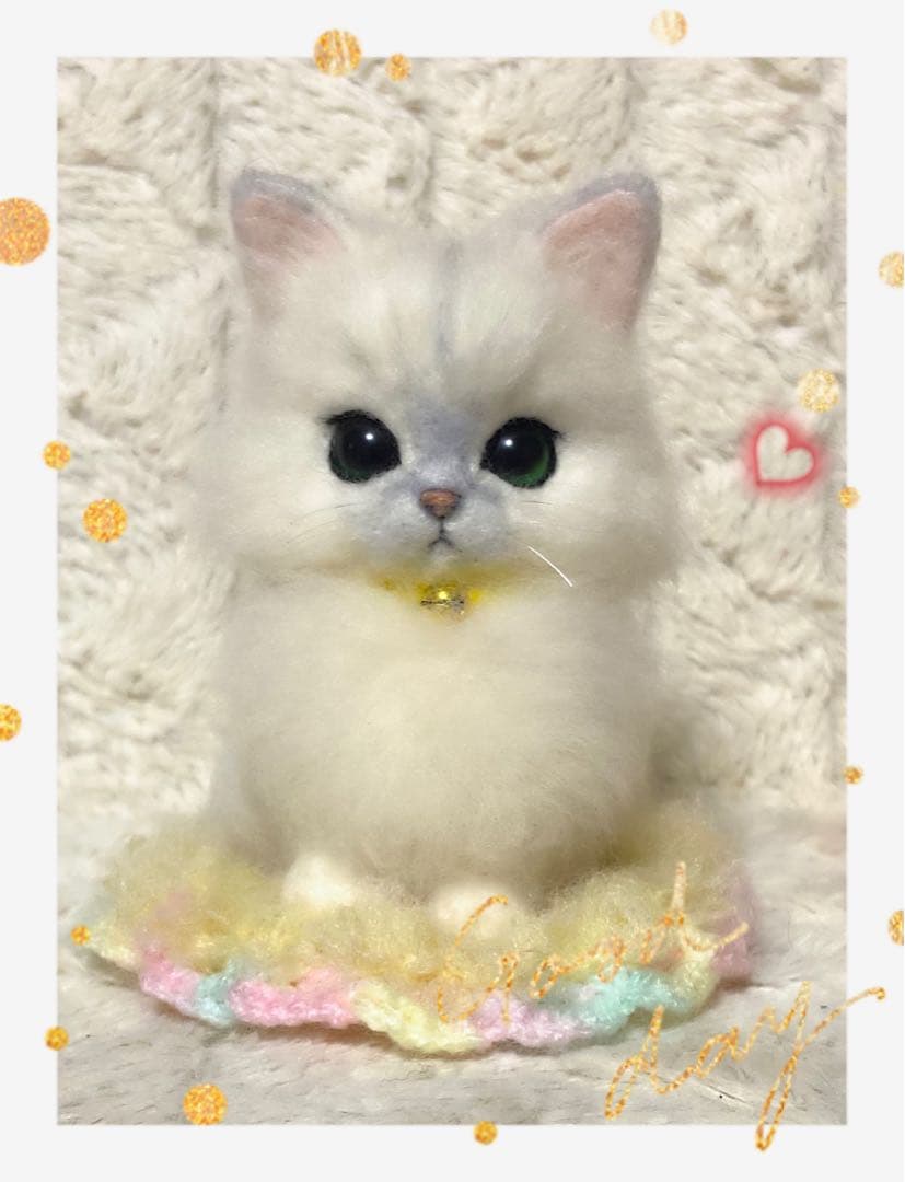 羊毛フェルト。猫。オーダーNo.34