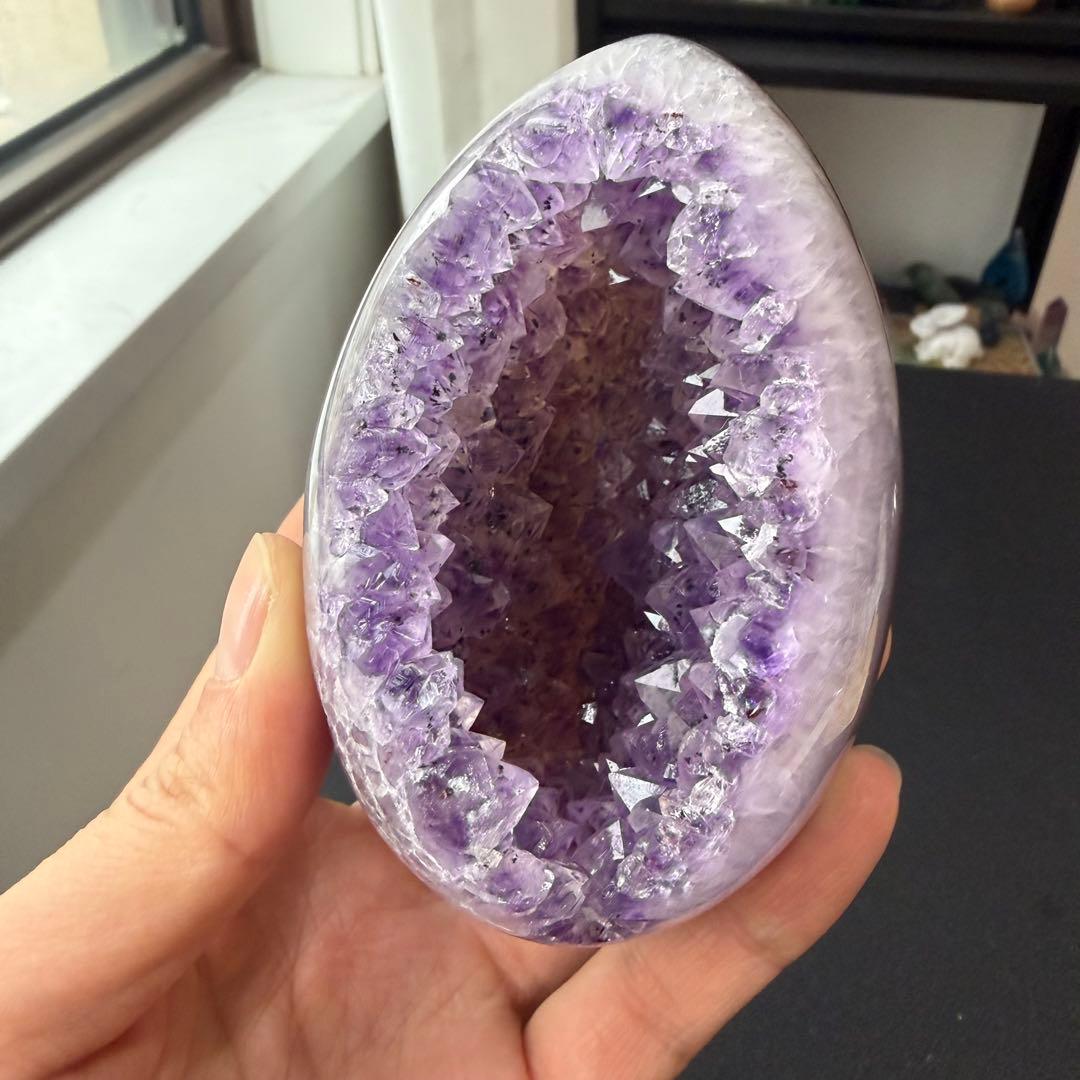 天然石ブラックトルマリン共生アメジストのドーム　置物　NO.030116