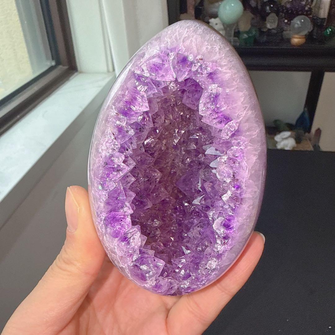 天然石ブラックトルマリン共生アメジストのドーム　置物　NO.030116