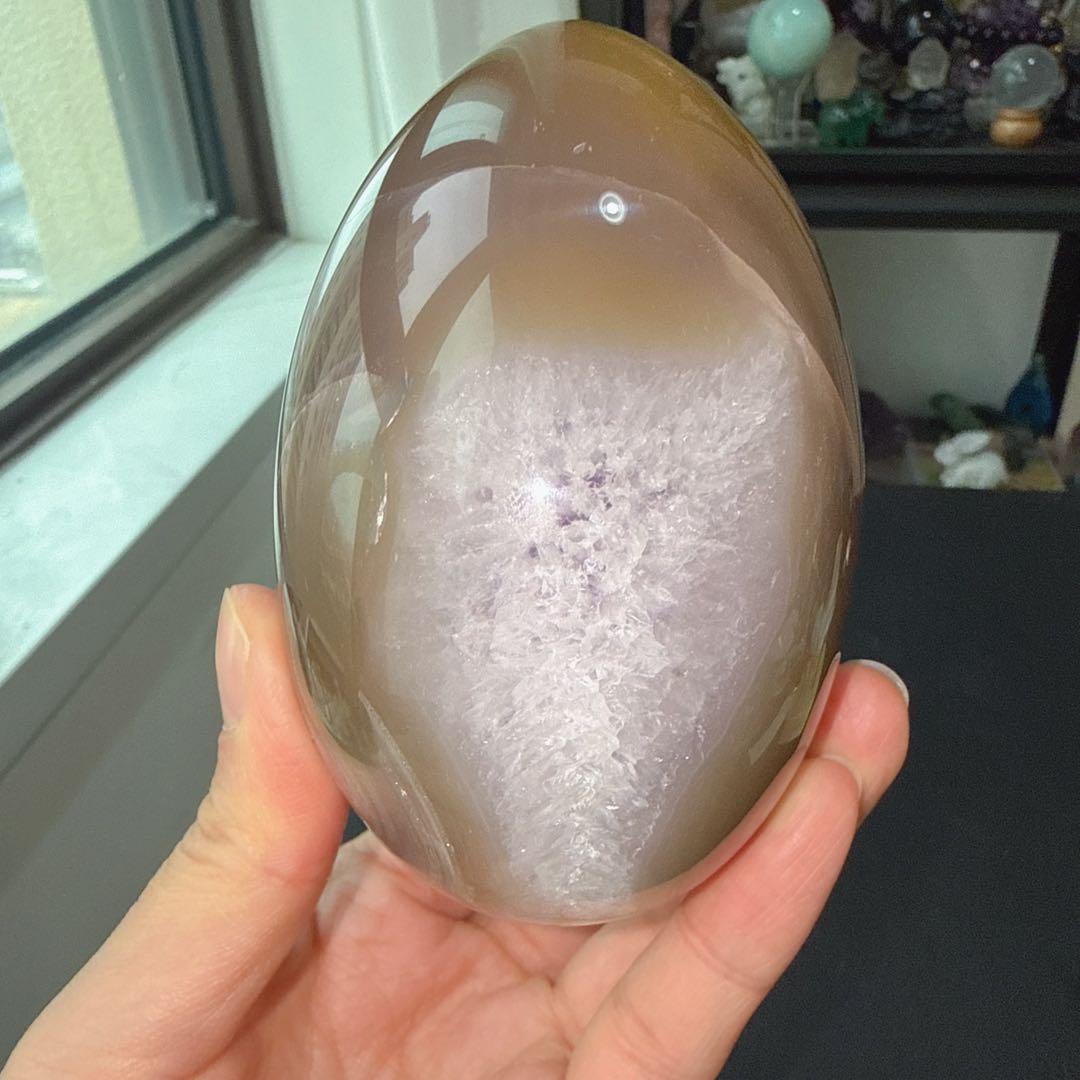 天然石ブラックトルマリン共生アメジストのドーム　置物　NO.030116