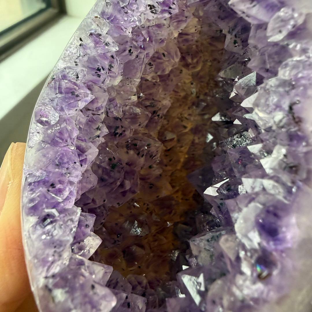 天然石ブラックトルマリン共生アメジストのドーム　置物　NO.030116