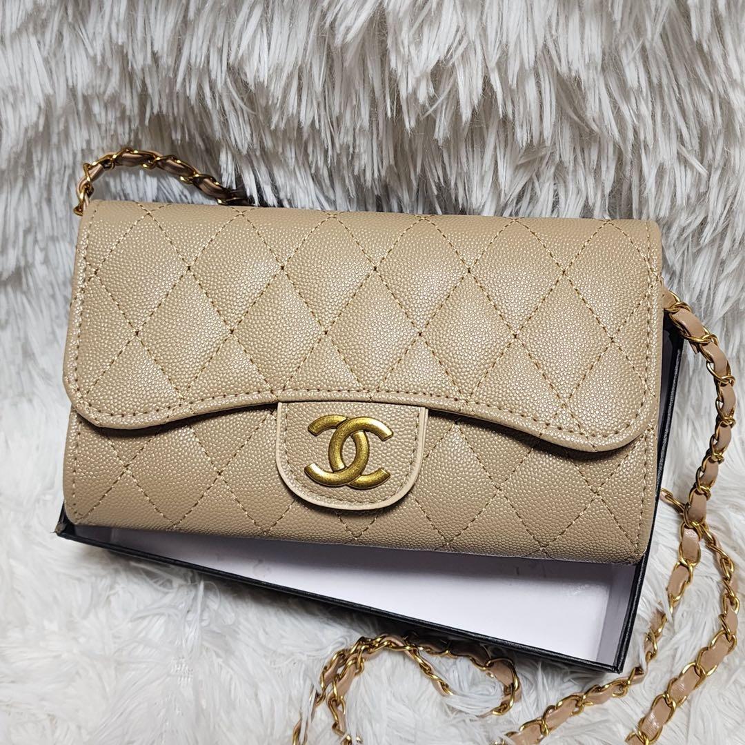 商*可様 CHANEL　チェーンウォレット　ショルダー　長財布　ベージュ