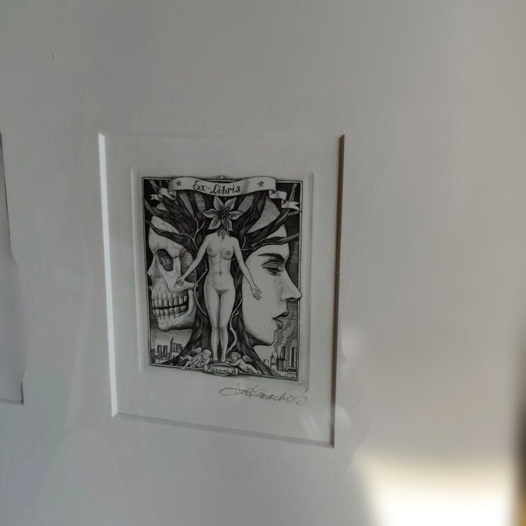 版画　作者不明サイン参照 額入り73✕32✕3センチ