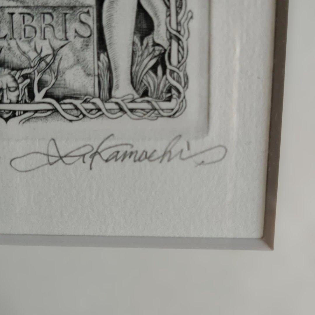 版画　作者不明サイン参照 額入り73✕32✕3センチ