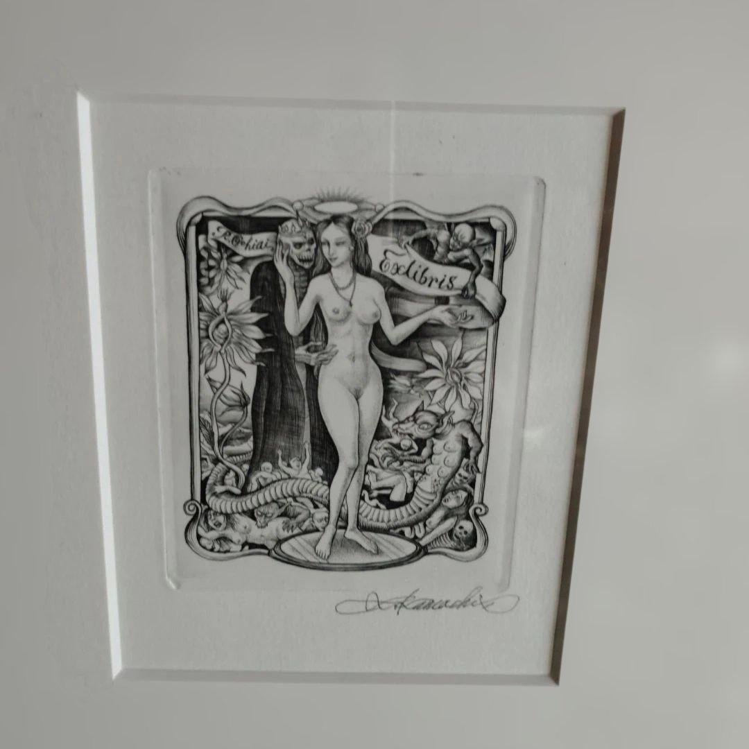 版画　作者不明サイン参照 額入り73✕32✕3センチ