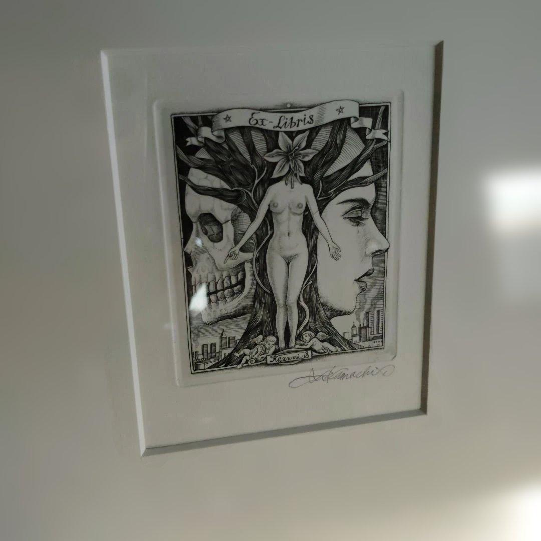 版画　作者不明サイン参照 額入り73✕32✕3センチ