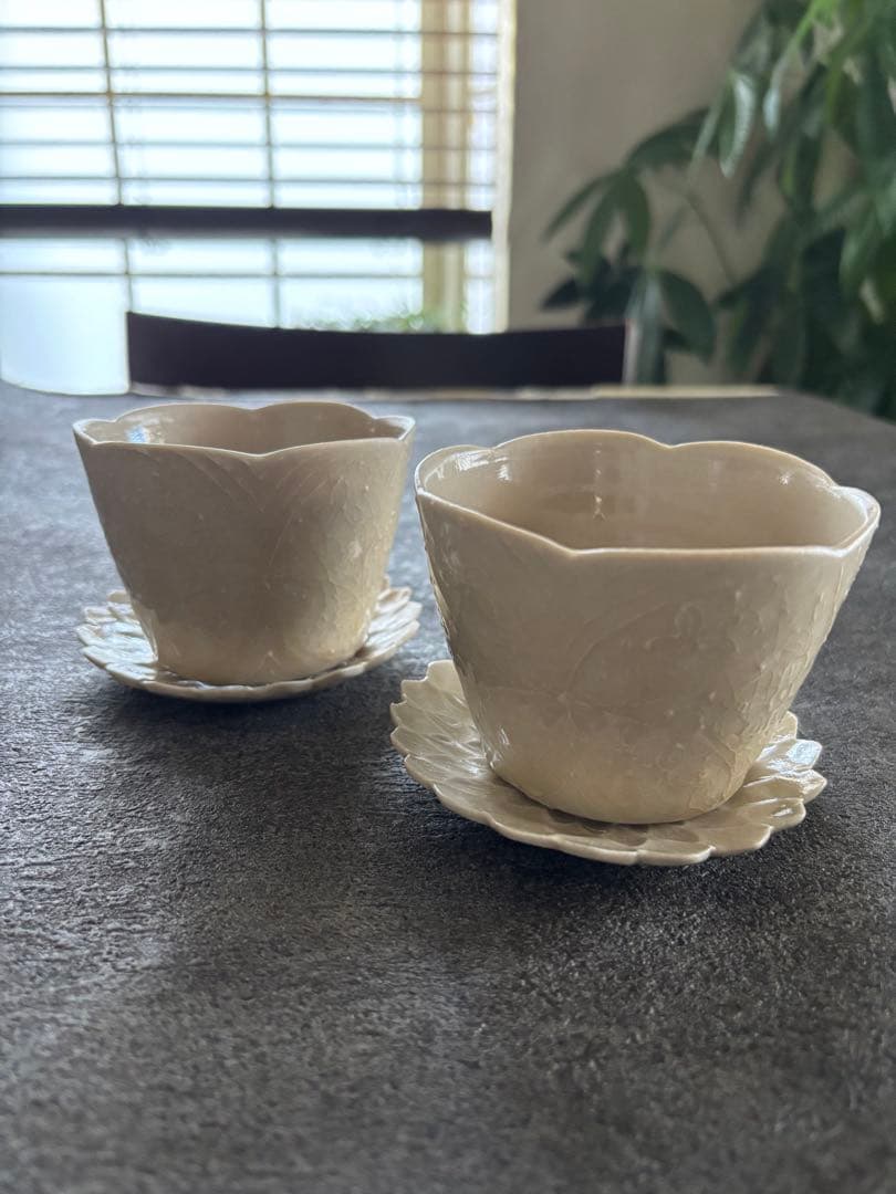 前田麻美さん ダリア 灰琥珀釉 豆皿＆猪口セット 2セット(計4つ)