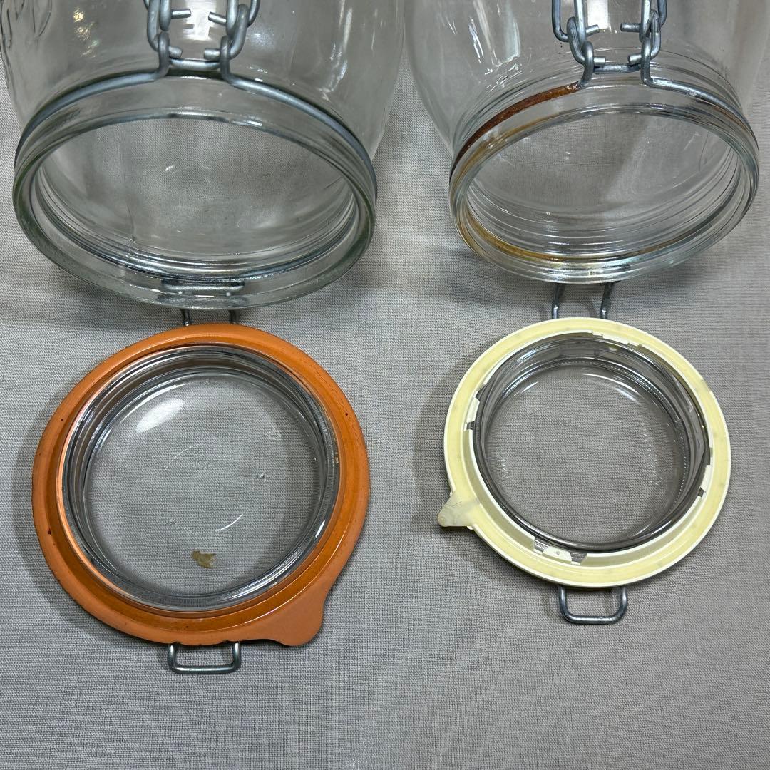 ガラスキャニスター　ガラス製菓子瓶 5点セット◇菓子瓶　レトロ　当時物　古道具