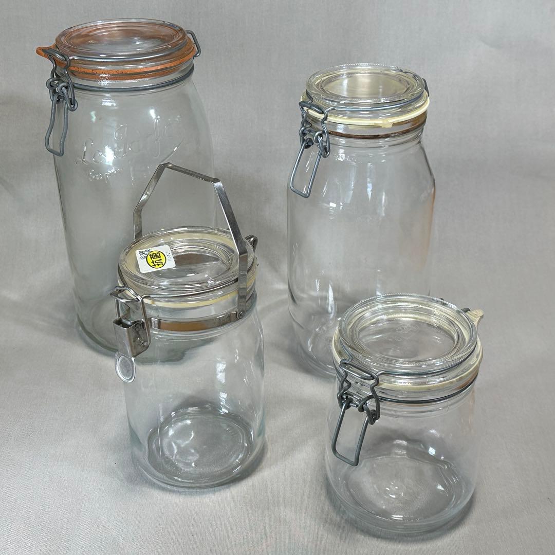 ガラスキャニスター　ガラス製菓子瓶 5点セット◇菓子瓶　レトロ　当時物　古道具