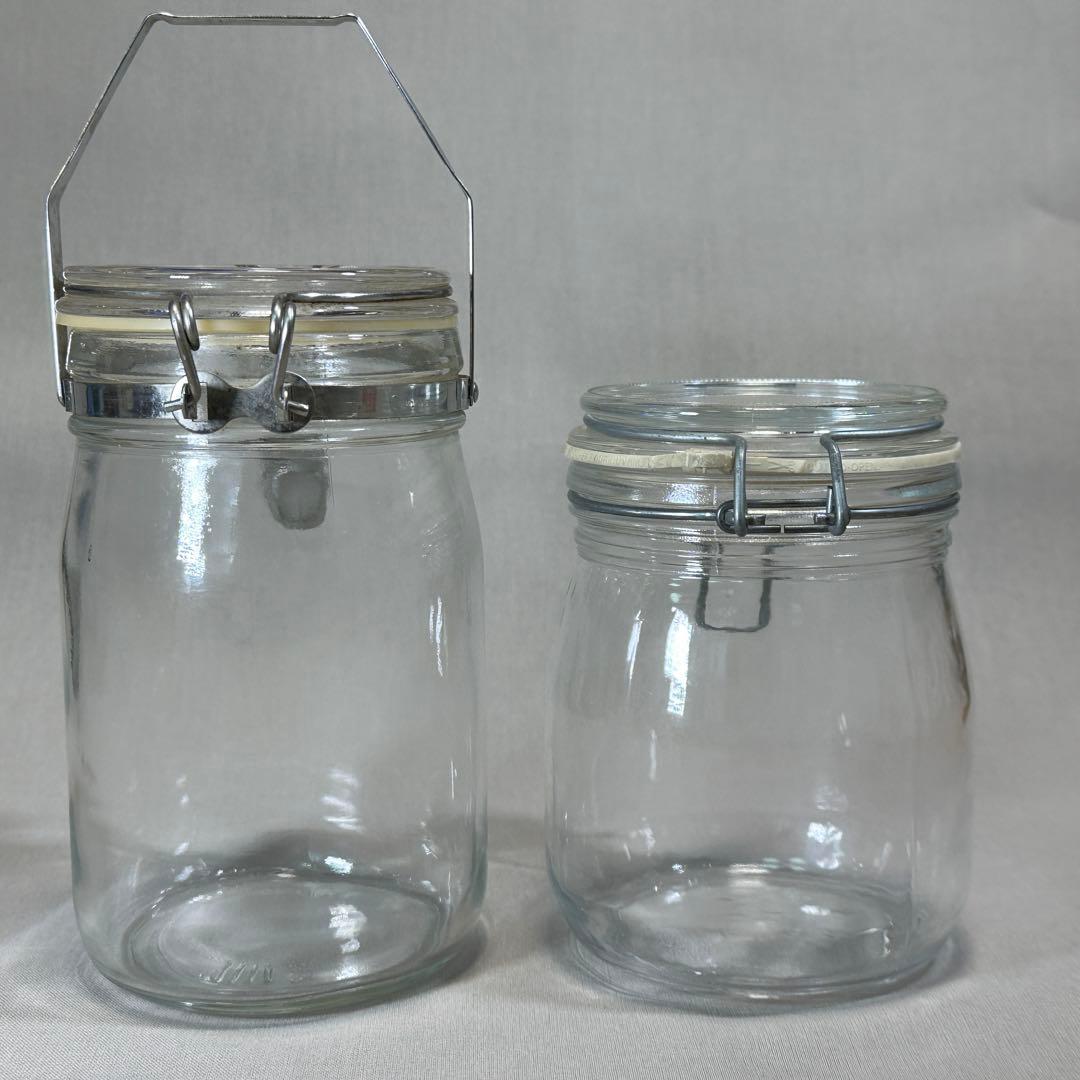 ガラスキャニスター　ガラス製菓子瓶 5点セット◇菓子瓶　レトロ　当時物　古道具