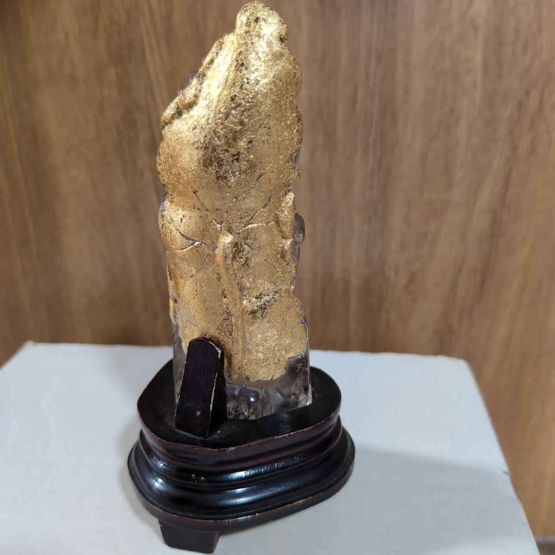 開運　呪物　曰く付き　観音像　天然水晶　Ｋ24 金箔貼り