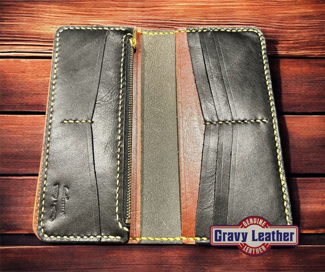 Gravy Leather 栃木レザー×コードバン ロングウォレット 総手縫い