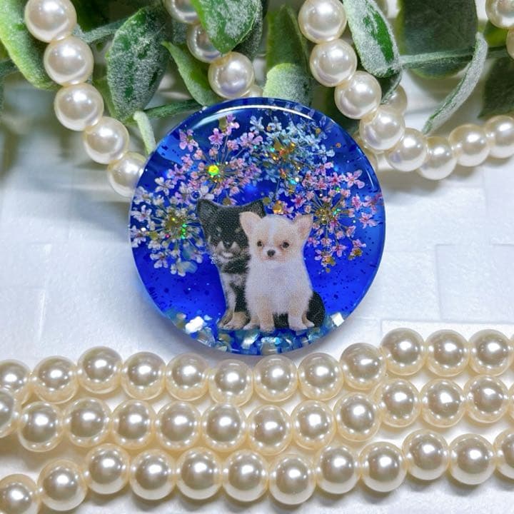 ゆきそら様お取置きです。レジンヘアゴム 花火とわんちゃんNo.391