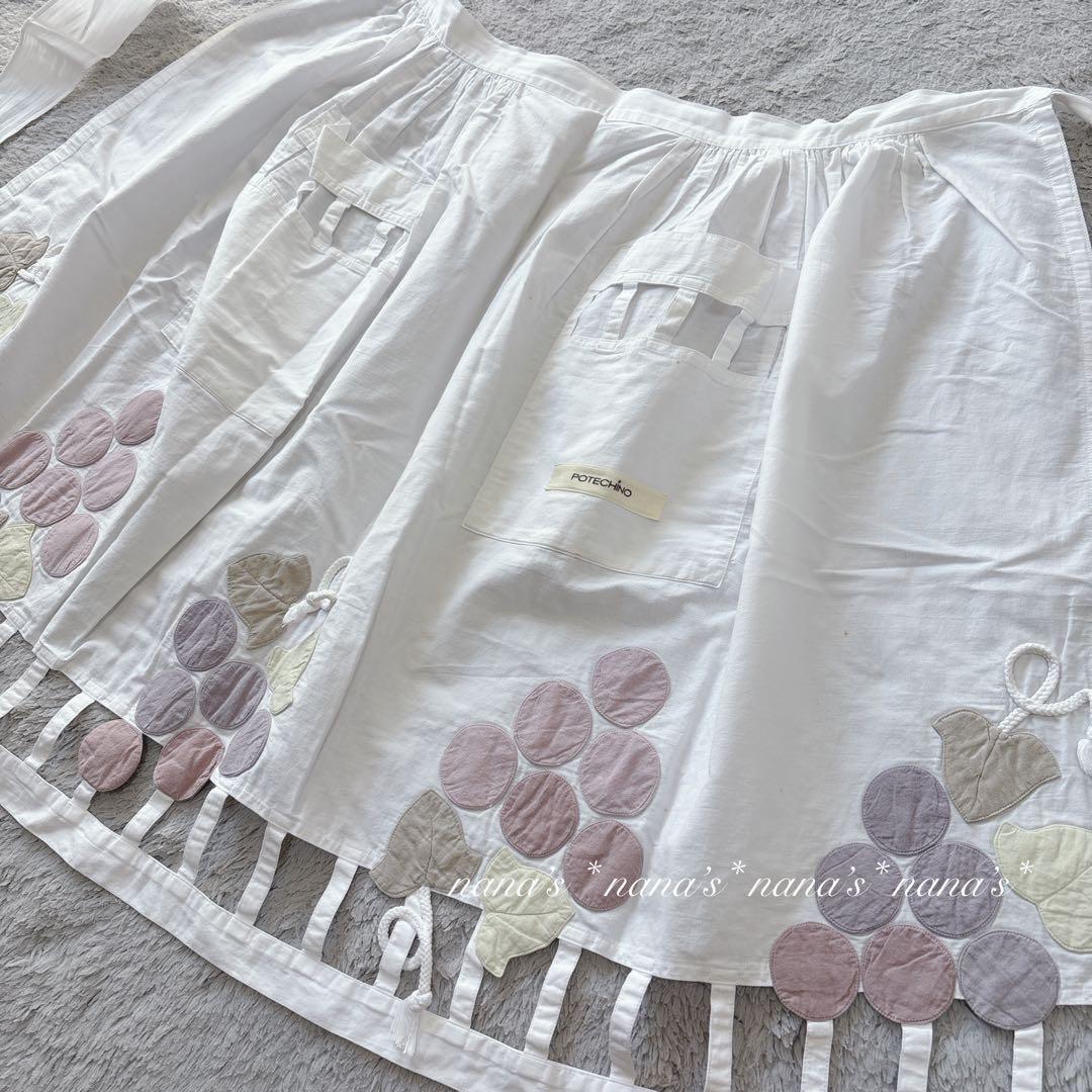 POTECHINO ポテチーノ 葡萄×レース エプロン 前掛け 白