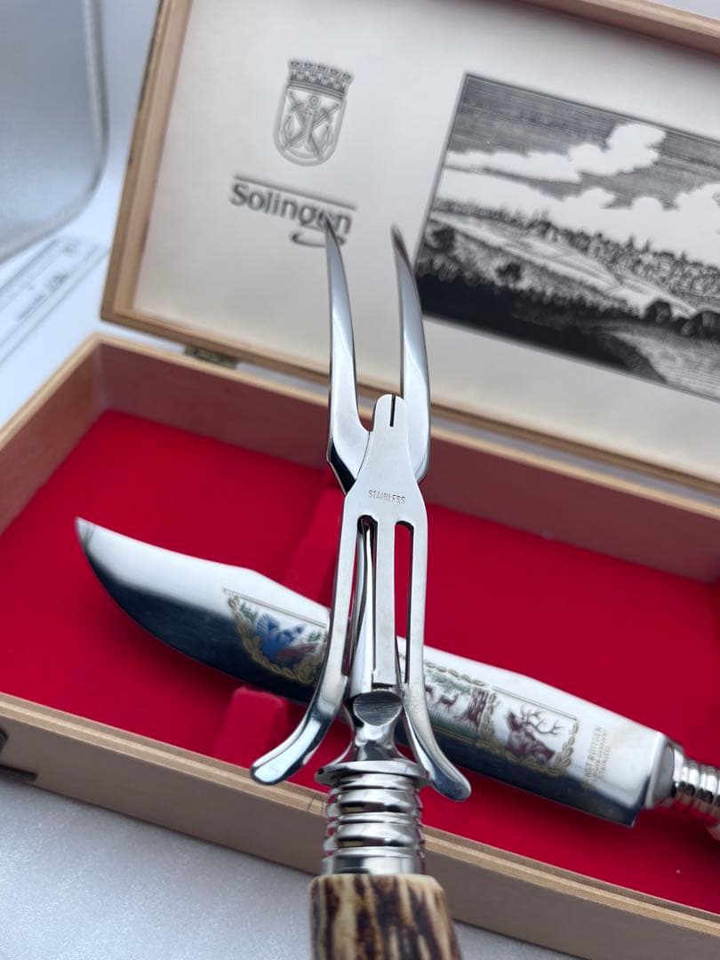 Solingen ゾーリンゲン カービングナイフ 鹿角 フォーク