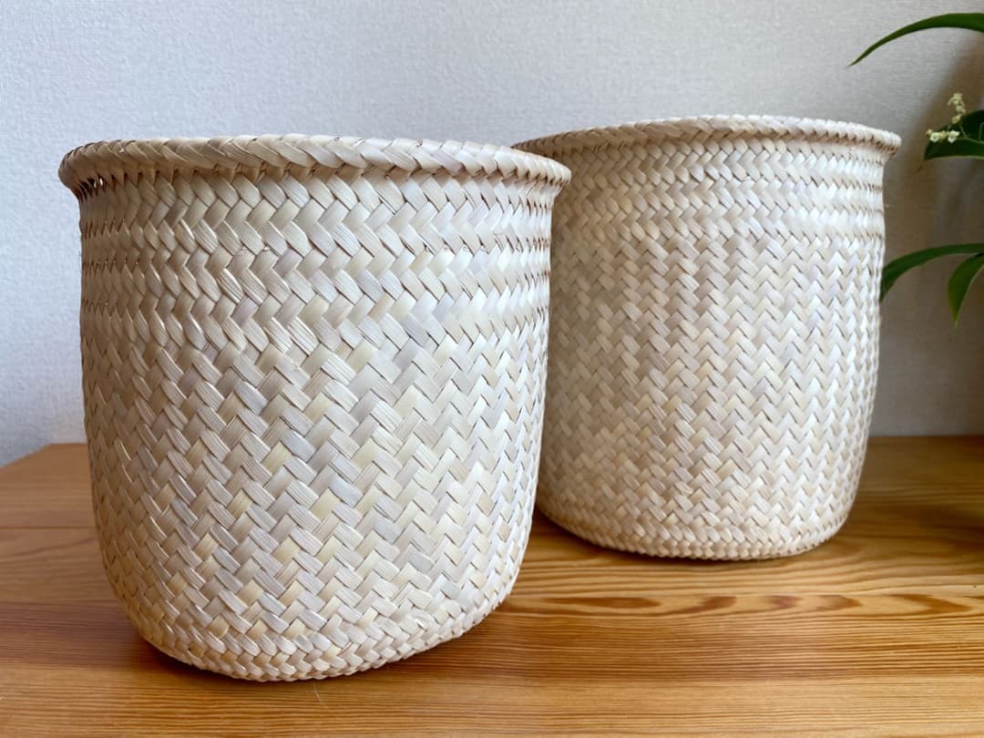 メキシコ　オアハカ　パームヤシ　カゴ　2点セット