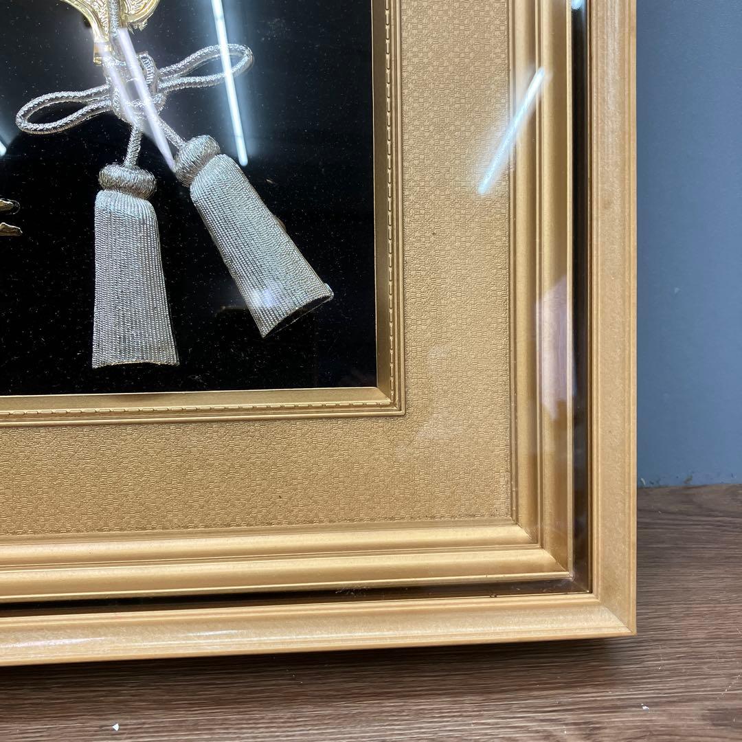 24KGP 金彩 額装 縁起物 打ち出の小槌 大黒天 福寿 招福 壁掛け 立掛け