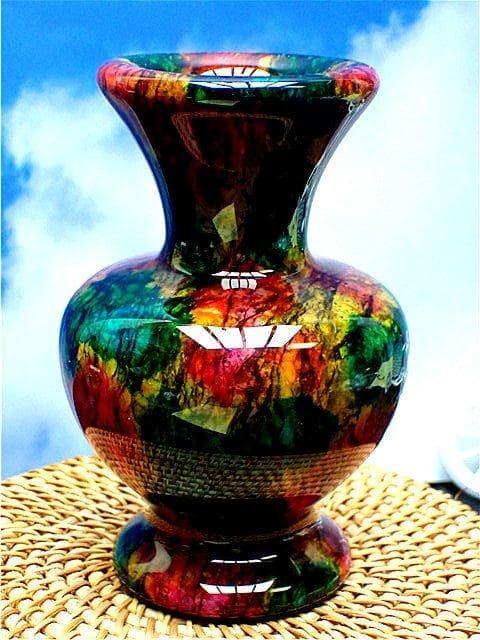 約：1010g ☆極美限定品★天然七彩石花瓶YT2U8/234U42A