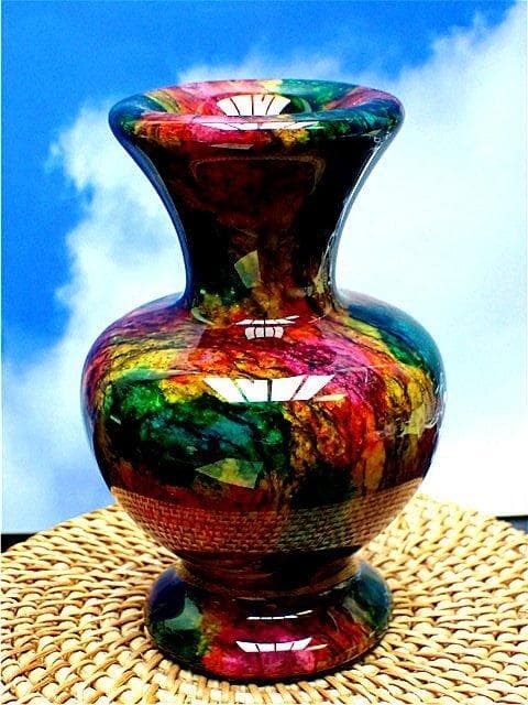 約：1010g ☆極美限定品★天然七彩石花瓶YT2U8/234U42A