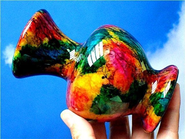 約：1010g ☆極美限定品★天然七彩石花瓶YT2U8/234U42A