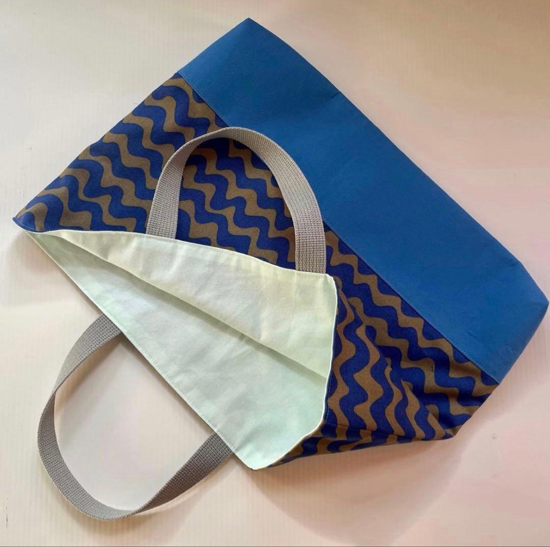 《flowersound様》【入学3点セット】なみブルー●体操服袋 手提げ袋