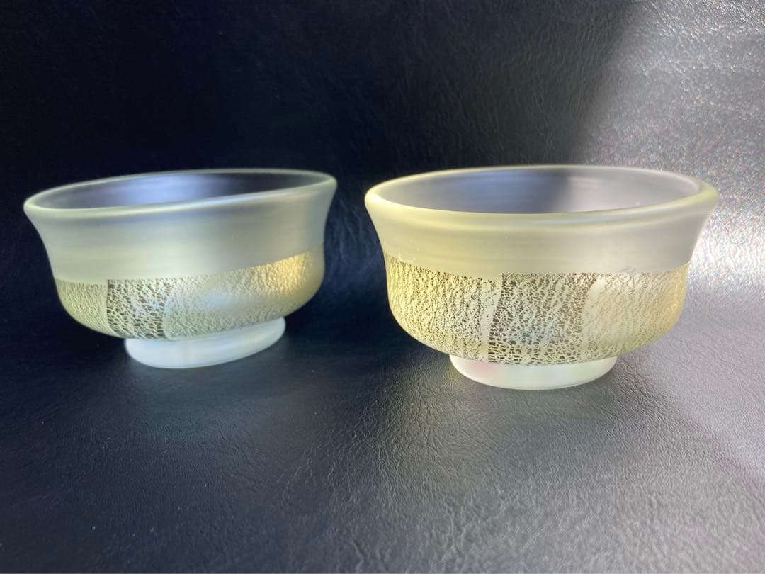 黒木国昭　グラスアート宮崎　グラス　小鉢　向付　酒杯　2点　サイン入り　デザート