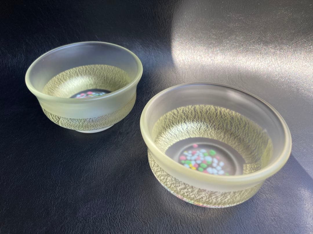 黒木国昭　グラスアート宮崎　グラス　小鉢　向付　酒杯　2点　サイン入り　デザート