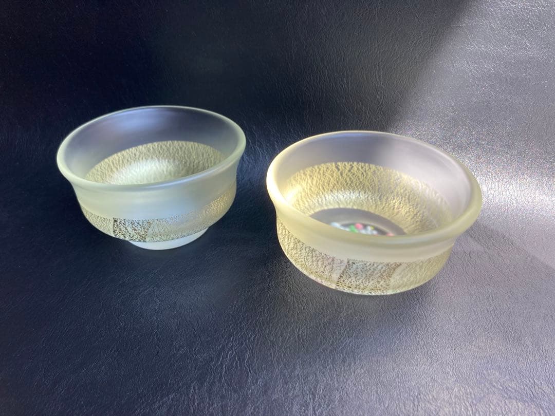 黒木国昭　グラスアート宮崎　グラス　小鉢　向付　酒杯　2点　サイン入り　デザート