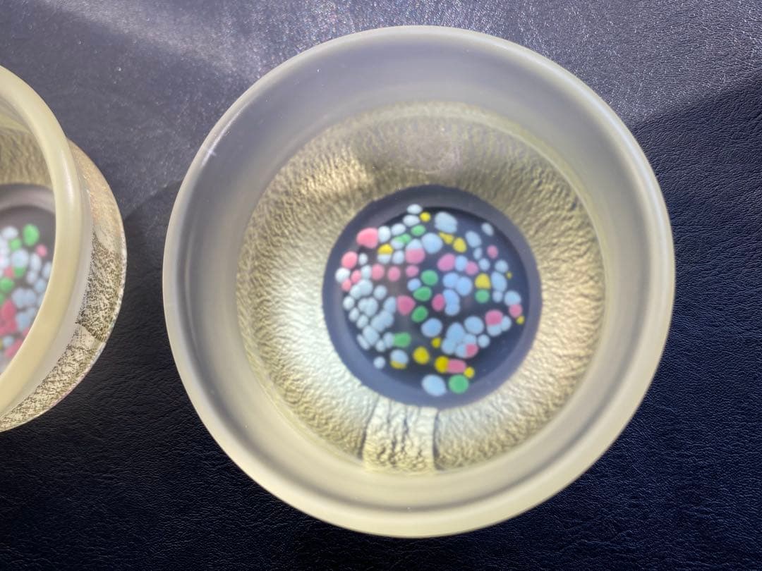 黒木国昭　グラスアート宮崎　グラス　小鉢　向付　酒杯　2点　サイン入り　デザート