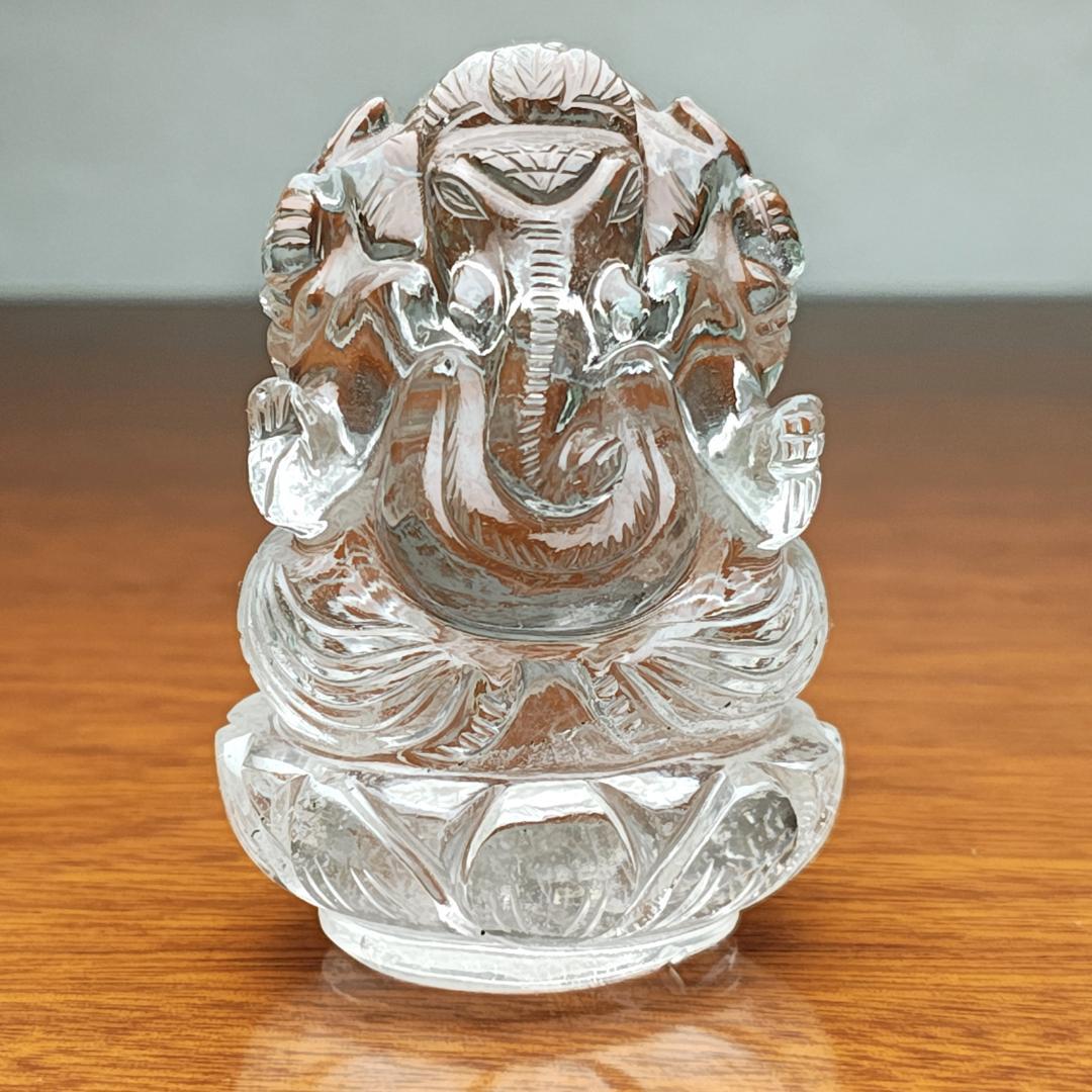 【No,6】ネパール ヒマラヤ水晶製 インドの神様 ガネーシャ立像