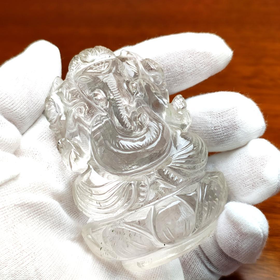 【No,6】ネパール ヒマラヤ水晶製 インドの神様 ガネーシャ立像
