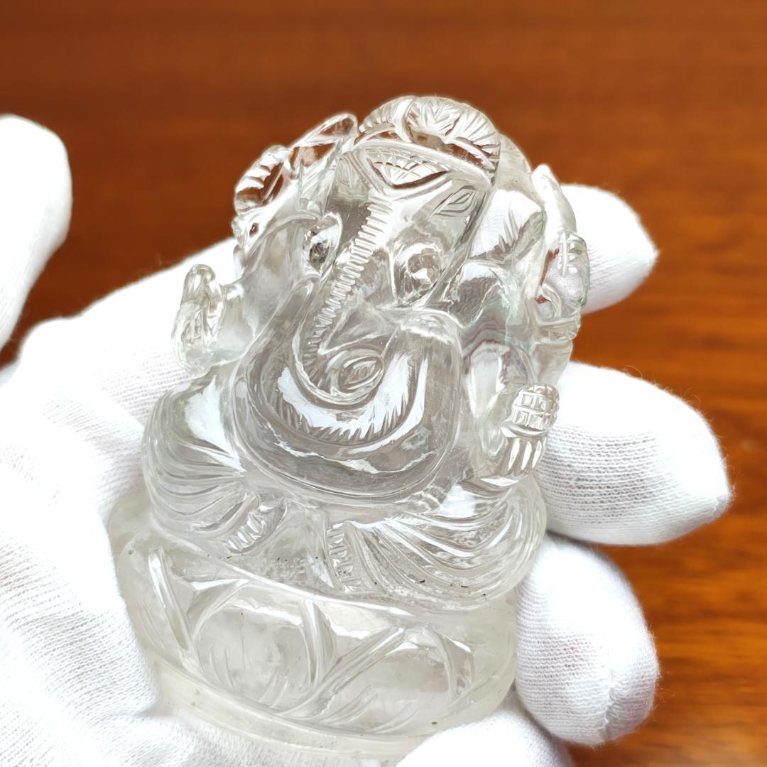 【No,6】ネパール ヒマラヤ水晶製 インドの神様 ガネーシャ立像