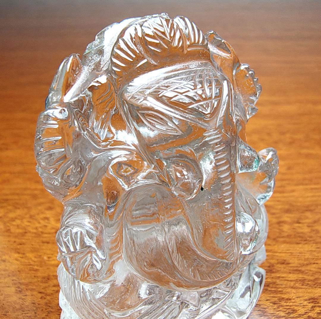 【No,6】ネパール ヒマラヤ水晶製 インドの神様 ガネーシャ立像