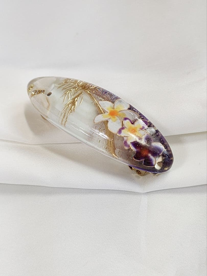 【No.137】プルメリア・シェル  レジン໒꒱·̩͙  バレッタ