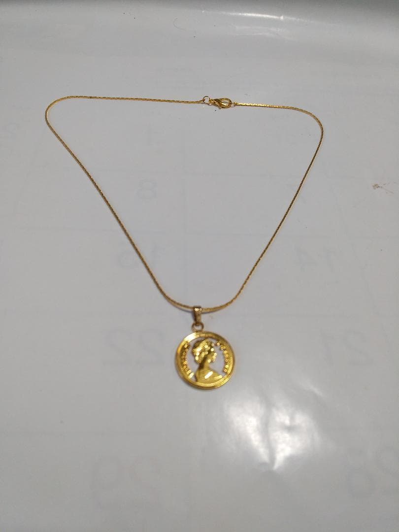 エリザベス2世 カットアウト カナダ  ネックレス 金鍍金仕上 新品