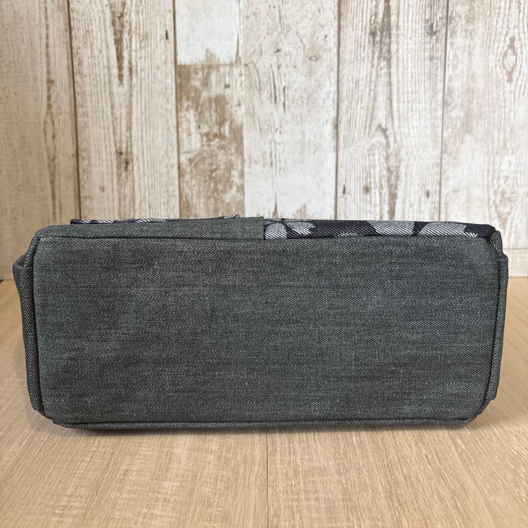 ルシア　デニムトートバッグ　グリーン　ネイビー　桜柄　【新品デニム】