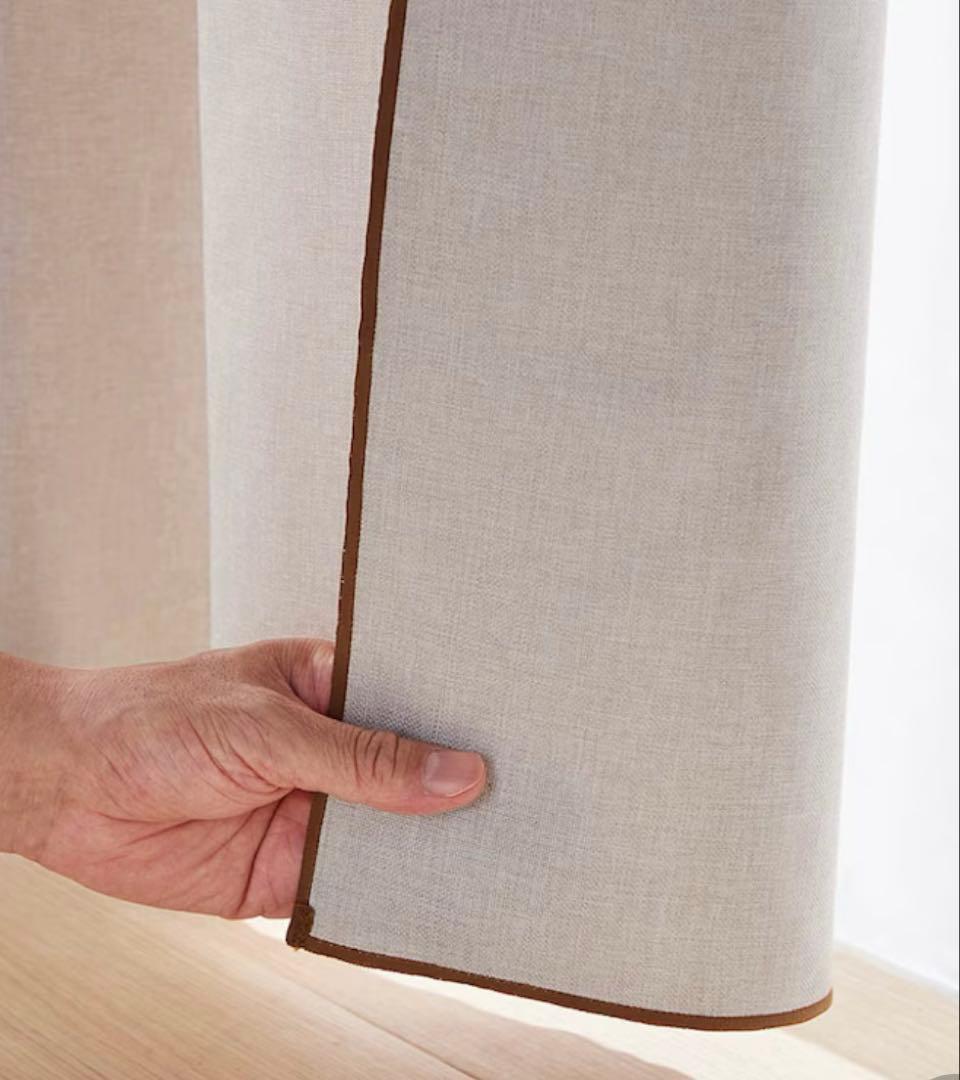 新品　リネン調カーテン＆UVカット・遮熱・遮像レースカーテンセット ベルメゾン