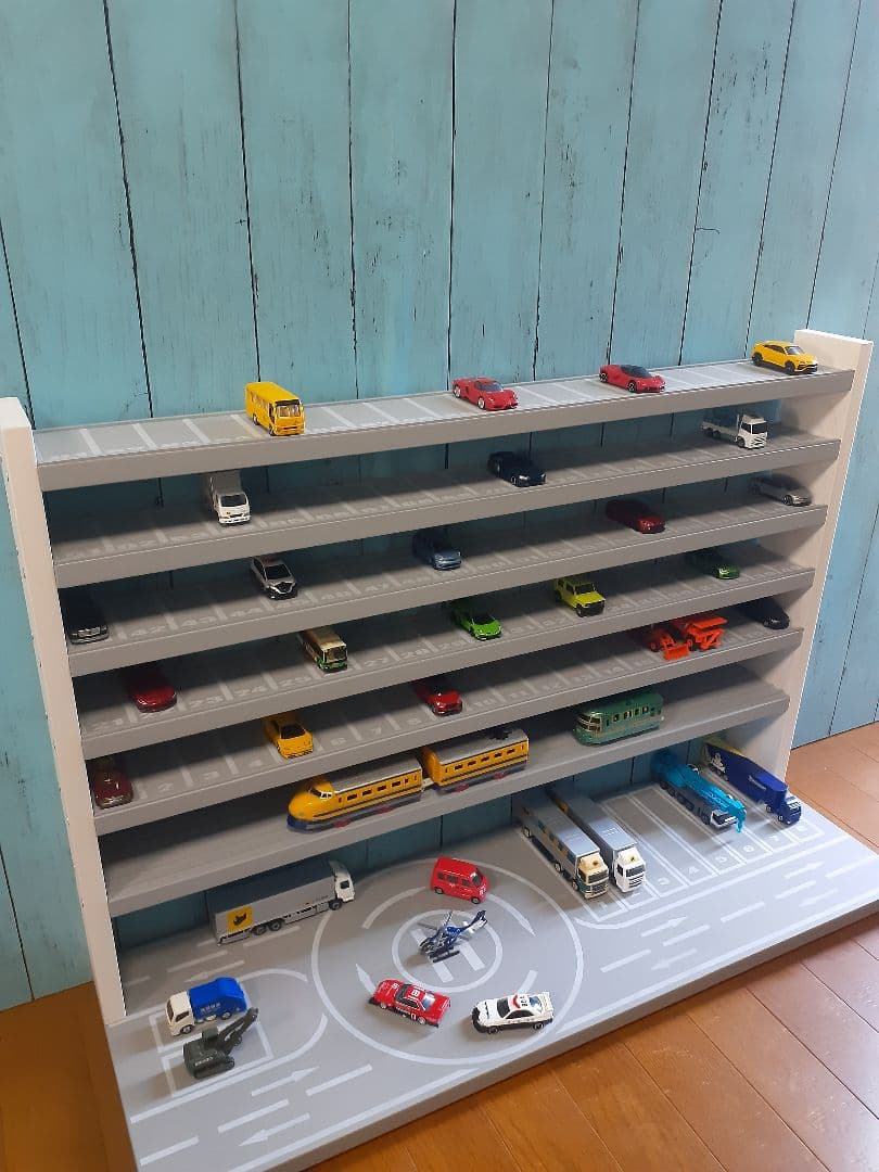 pinkfreak　8段130台最新版自作トミカプラレール収納棚ロータリー