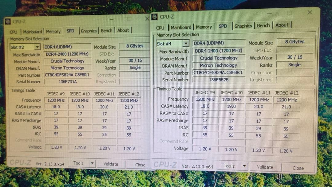 DDR4 8GBx2枚 16GB pc4-2400 動作確認済み ④