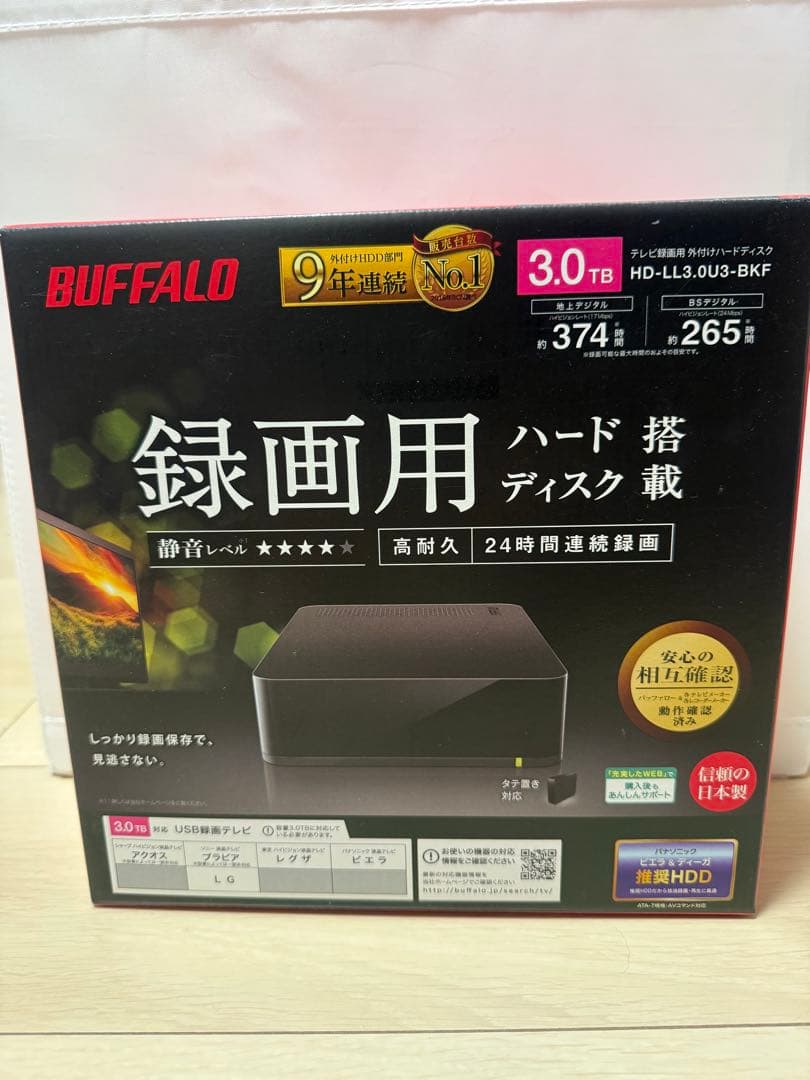 BUFFALO 外付けHDD 3TB HD-LL3.0U3-BKF ブラック