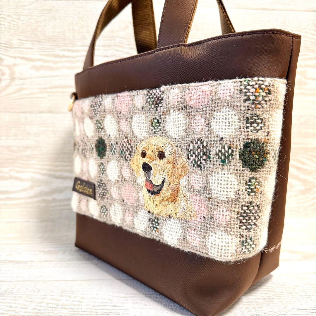 ゴールデンレトリバー刺繍♡秋冬トートバッグ